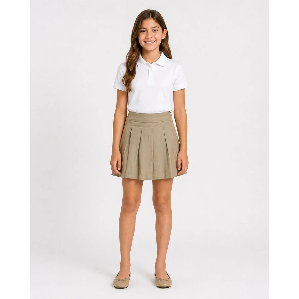 The Childrens Place Pleated Skort Girls 18 Tan Khaki School Uniform Twill Preppy